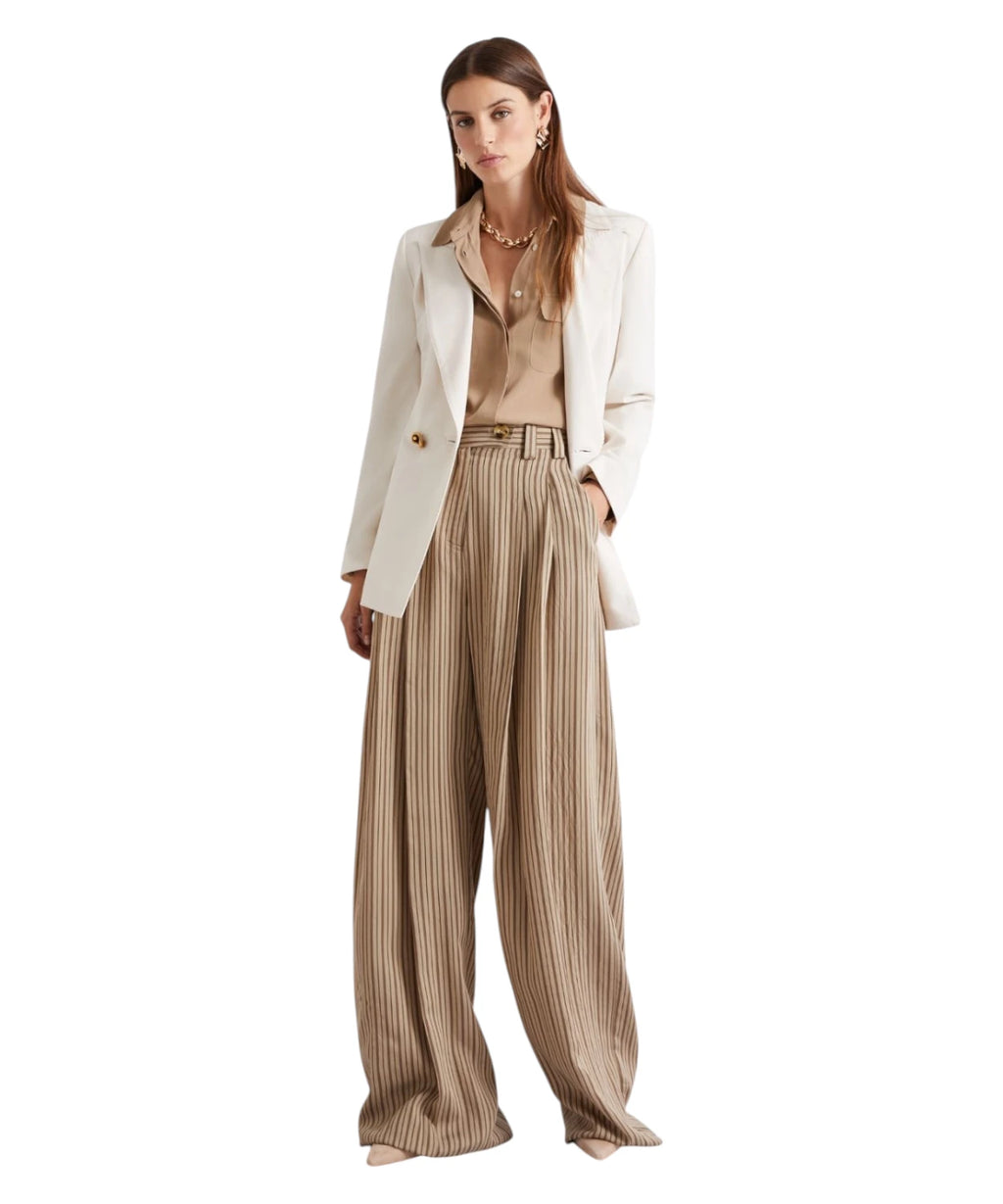 Double-Breasted Stretch Canvas Blazer with Metal Buttons