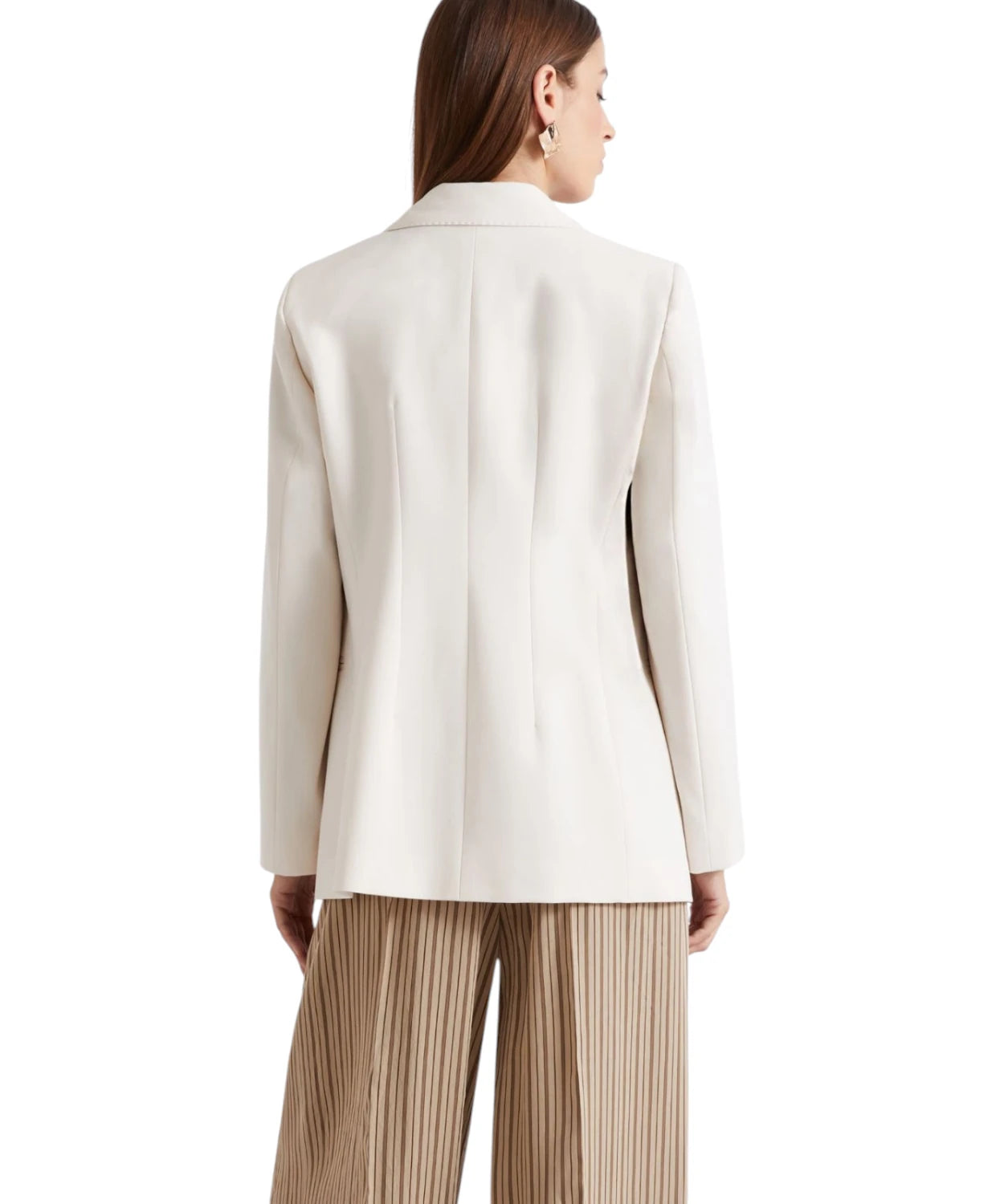 Double-Breasted Stretch Canvas Blazer with Metal Buttons