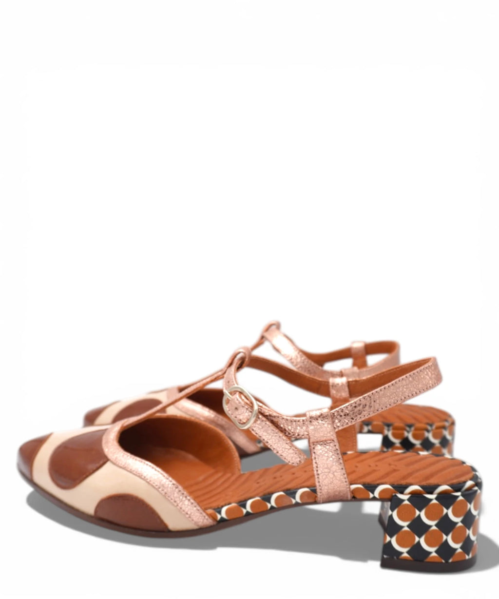 Women's Beige and Brown Low-Heel Sandals