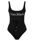 Max Mara Jersey One-Piece Swimsuit with Logo and Ties