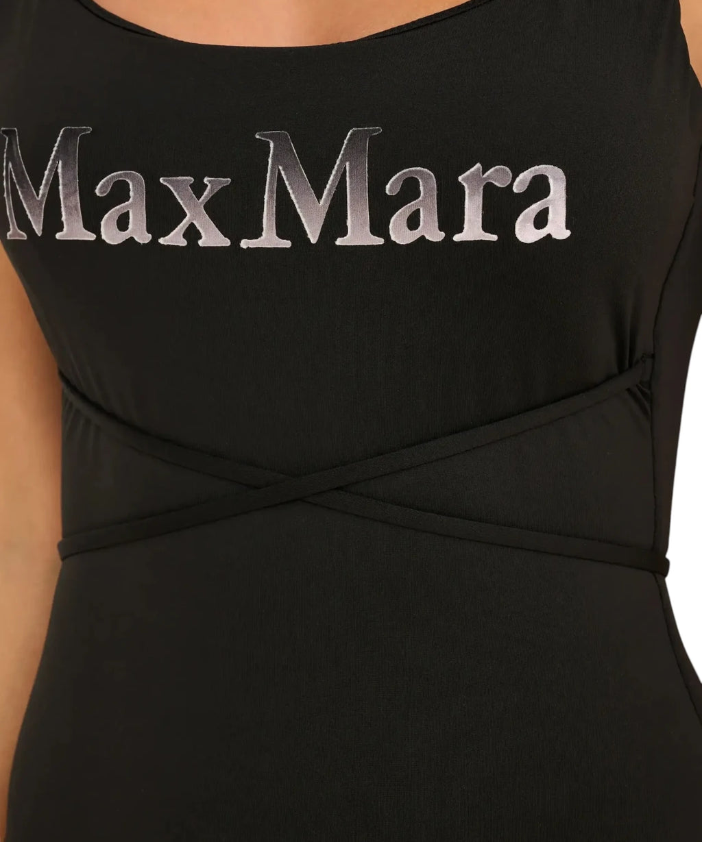 Max Mara Jersey One-Piece Swimsuit with Logo and Ties
