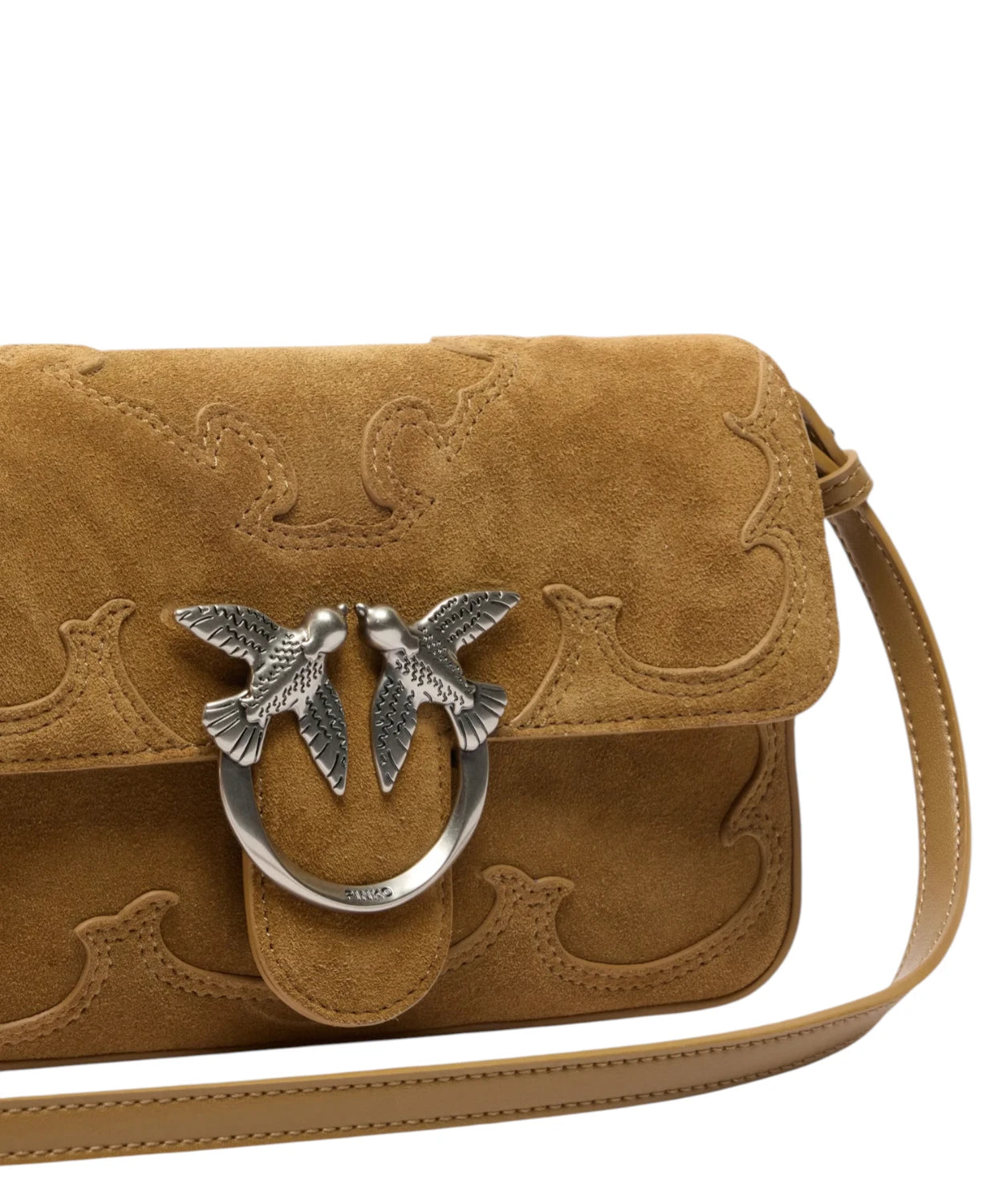 PINKO Borsa a Spalla in Suede con Intarsio