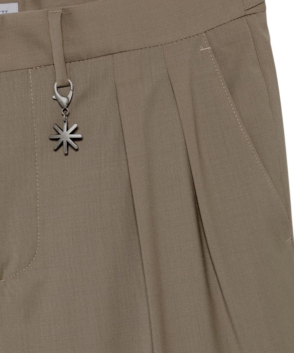 Pánské kalhoty z lehké elastické vlny v béžové barvě, elegantní