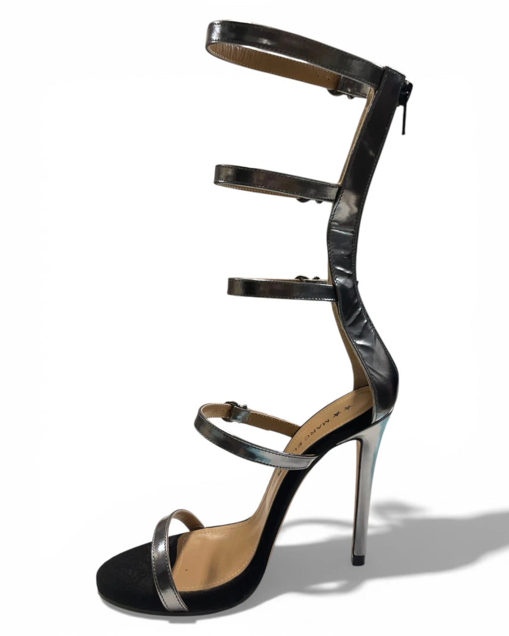 Women's Platform High Heel Sandal with Straps and Back Zip