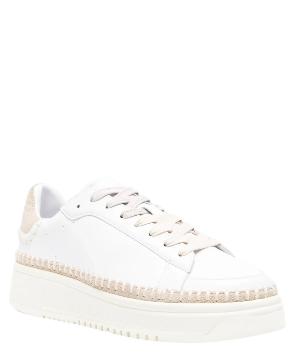 Emporio Armani Women's White Leather Platform Sneakers with High Sole