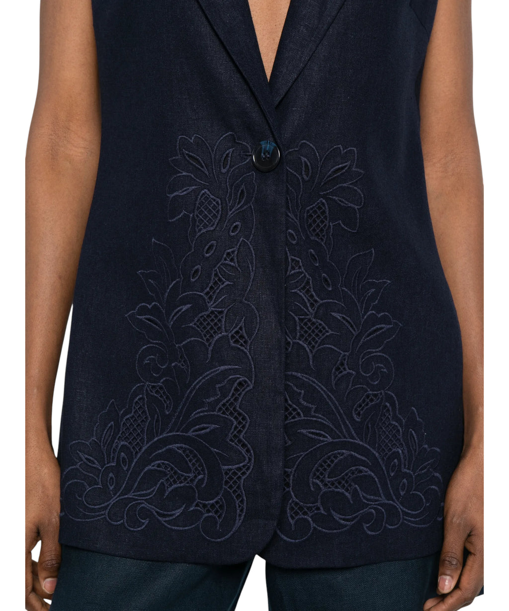 Twinset Lightweight Floral Linen and Viscose Gilet