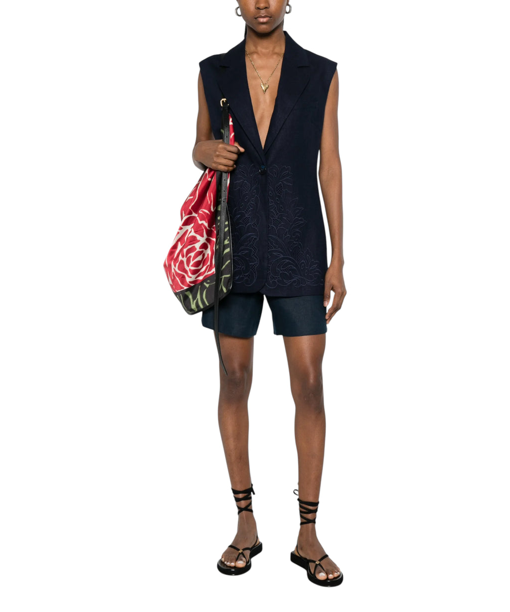 Twinset Lightweight Floral Linen and Viscose Gilet