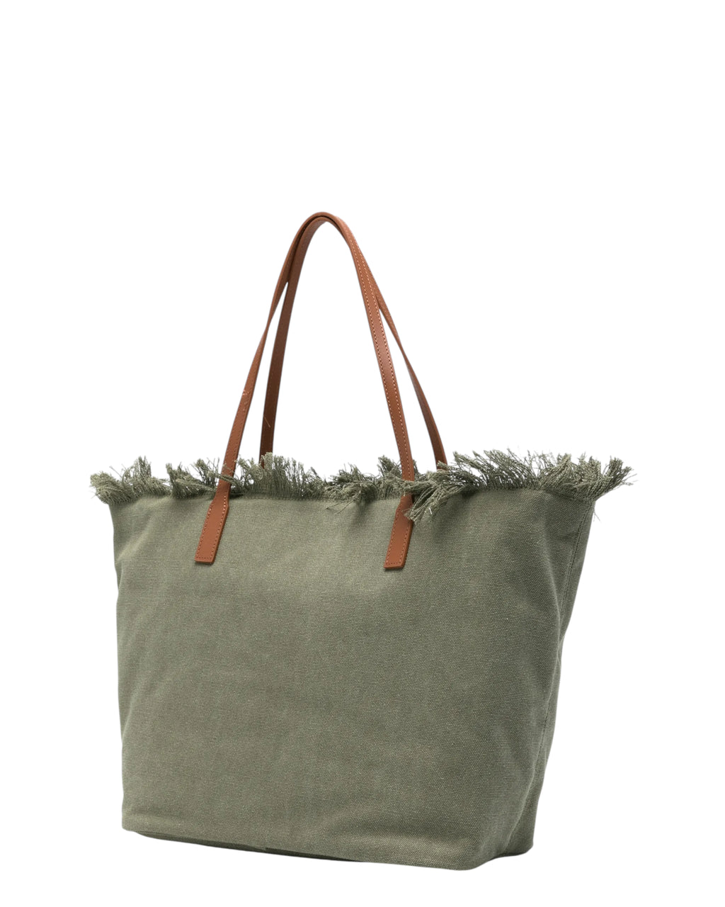 Bolso City Regular para mujer en canvas verde con flecos