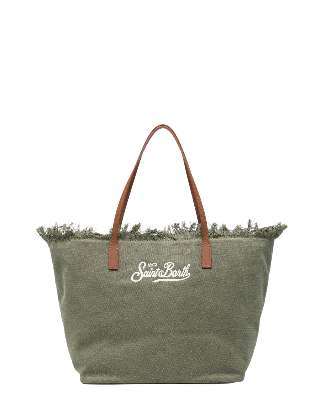 Bolso City Regular para mujer en canvas verde con flecos