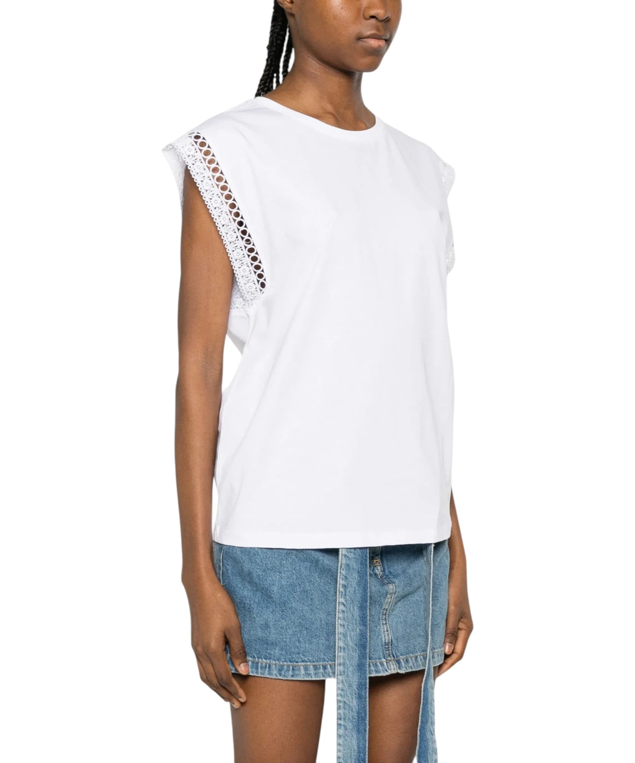 T-shirt donna Twinset con inserti in pizzo