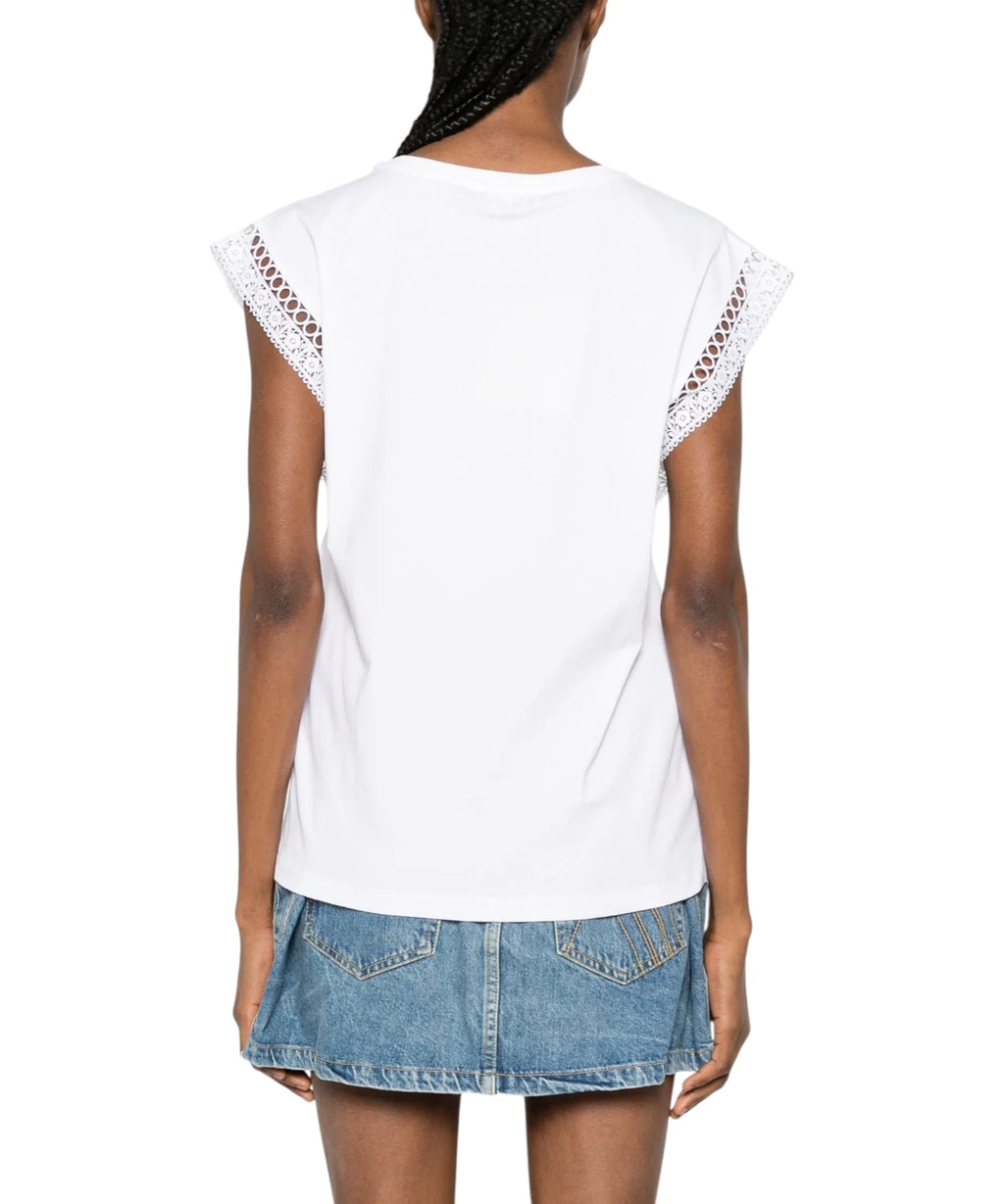 Twinset women's T-shirt with lace inserts