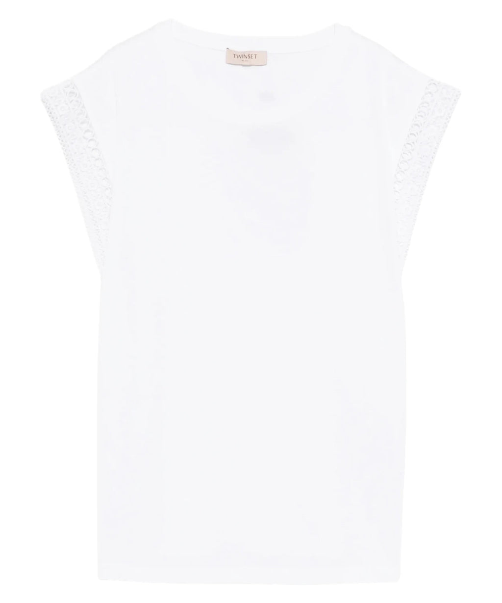 Twinset women's T-shirt with lace inserts