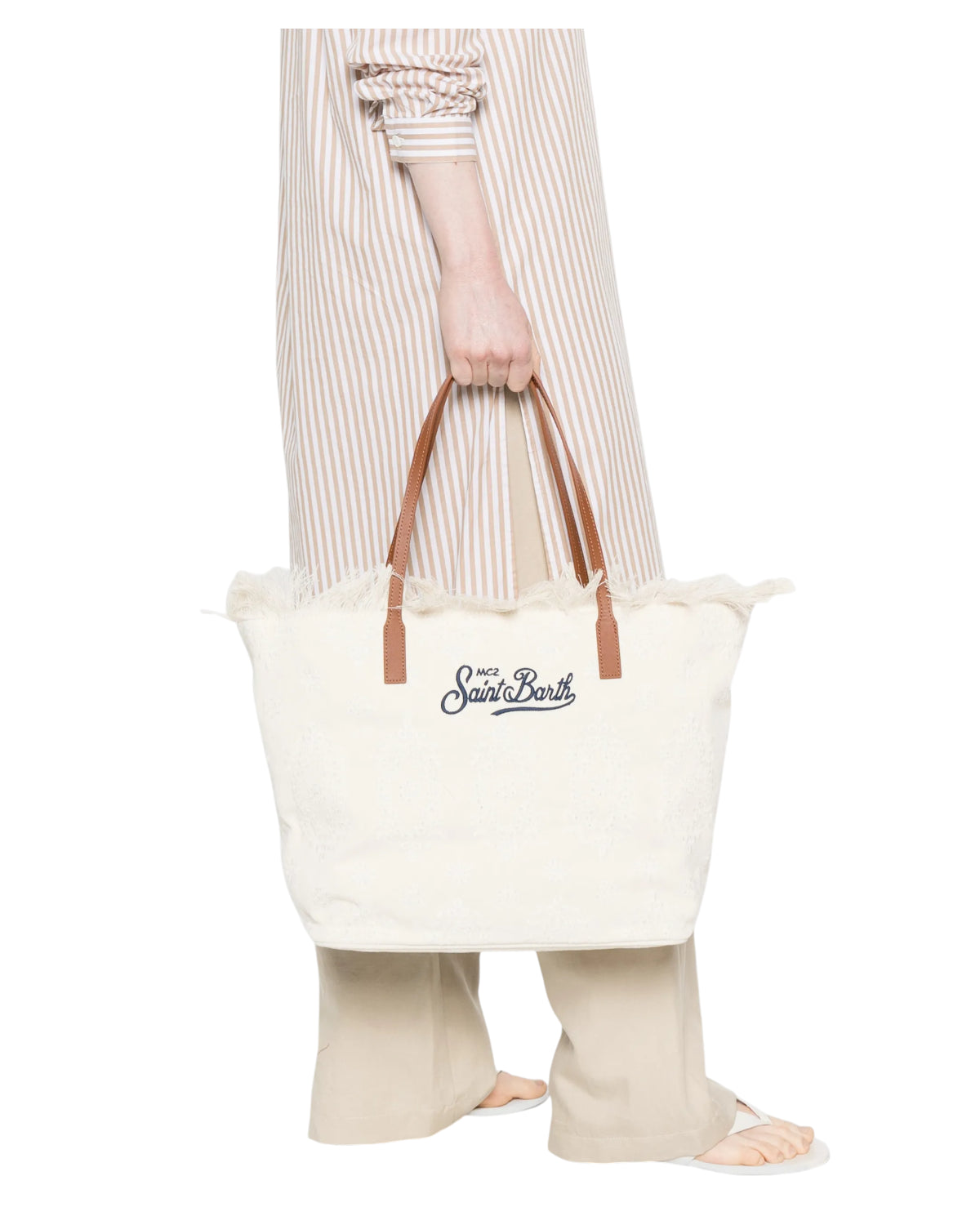 Borsa City regular Saint Barth in Sangallo con Frange