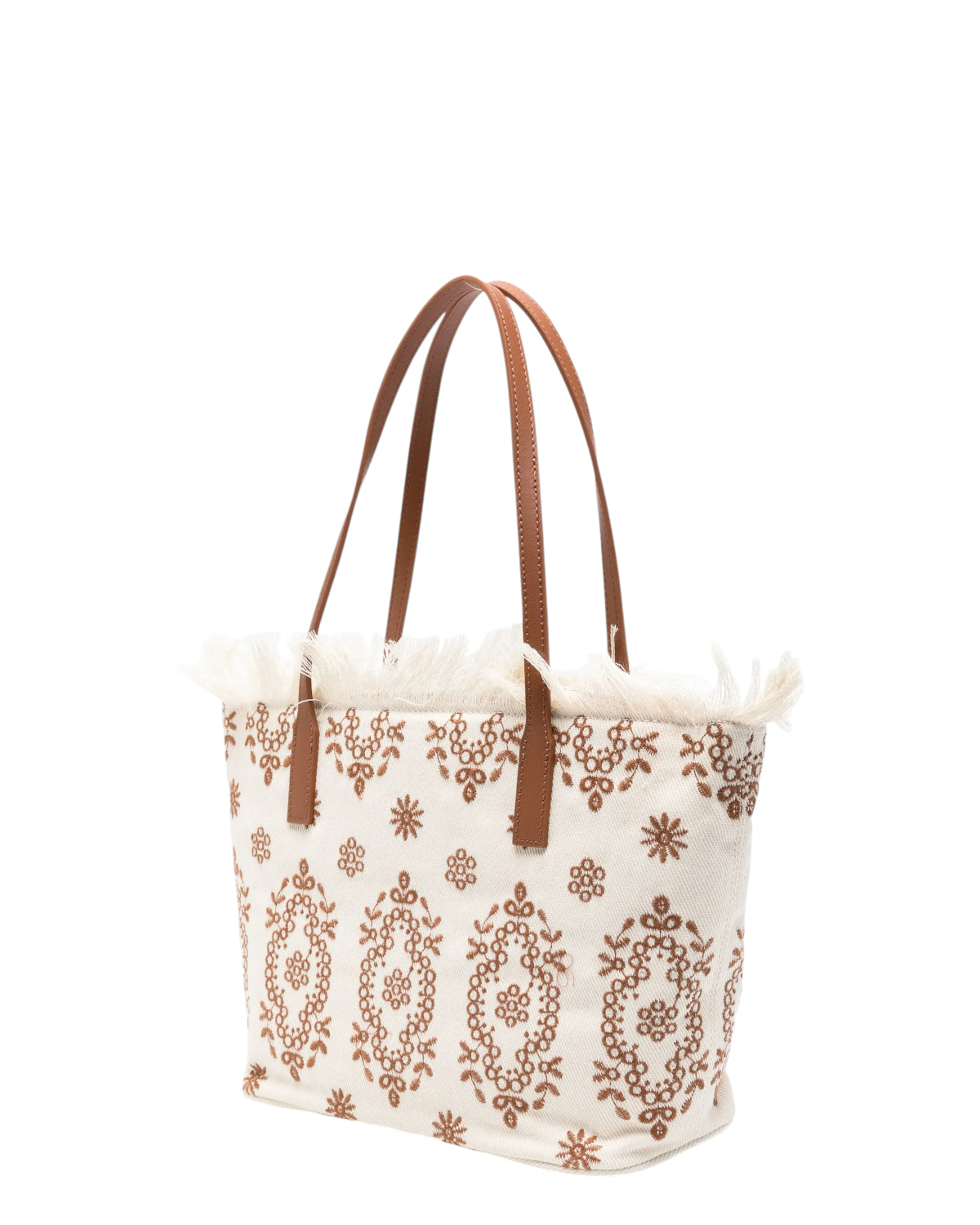 Borsa Shopper City Medium Sangallo con Frange e Zip