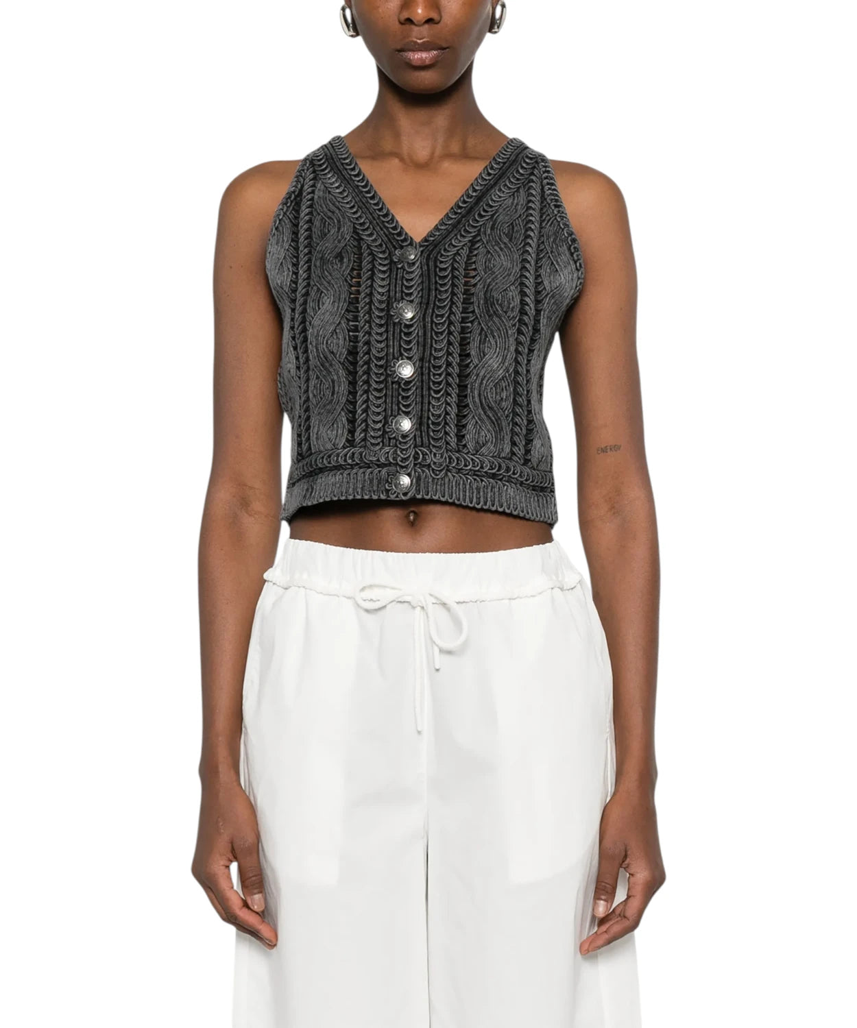 Gilet Donna Pinko Myrtus in Cotone Grigio