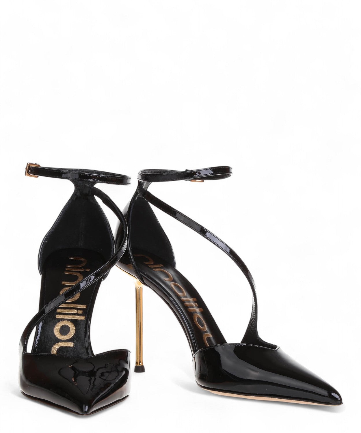 Ninalilou Helen Décolleté in Vernice con Cinturino e Tacco Dorato-NINALILOU-Décolleté-Vittorio Citro Boutique