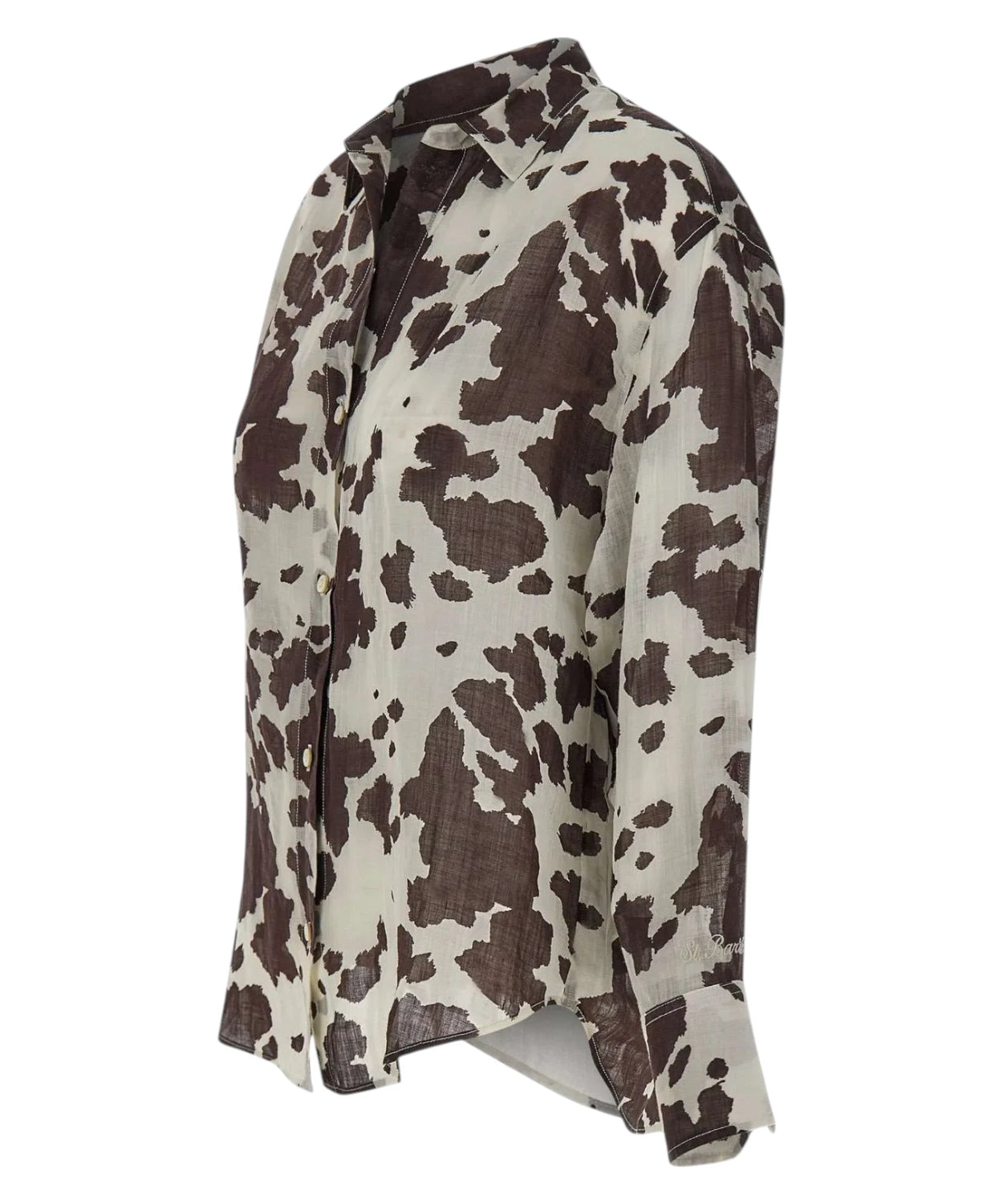 Brigitte Silk Shirt with Cow Print
