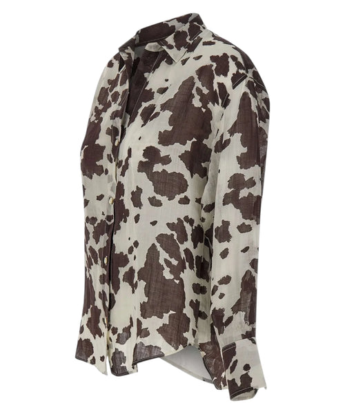 Brigitte Silk Shirt with Cow Print
