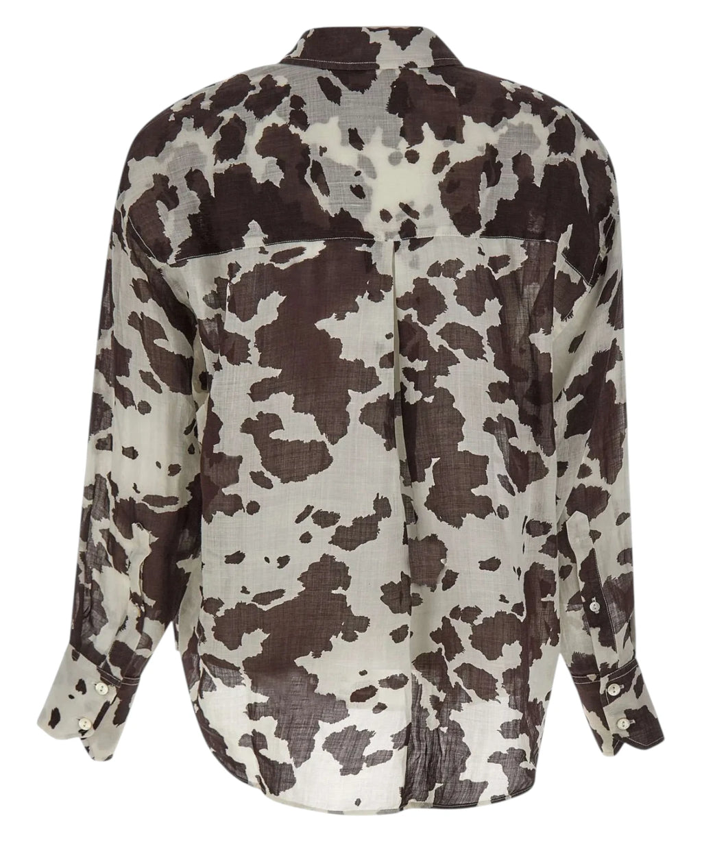 Brigitte Silk Shirt with Cow Print