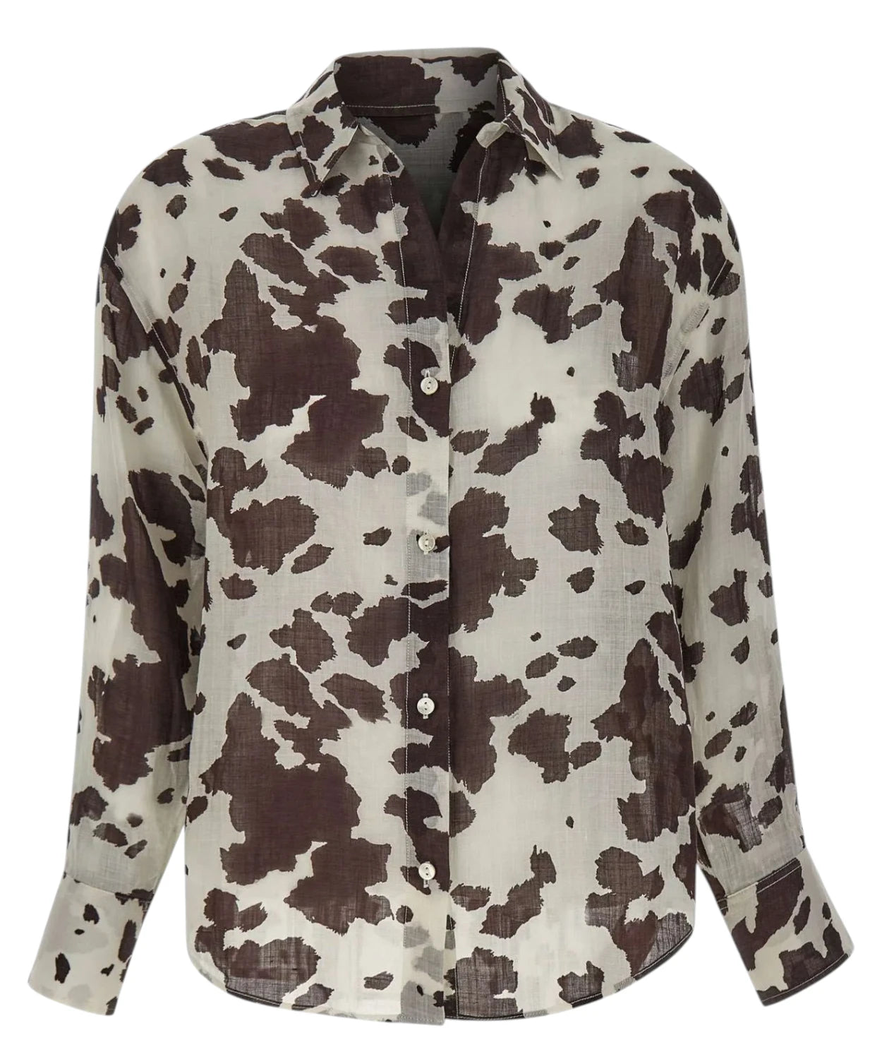 Brigitte Silk Shirt with Cow Print