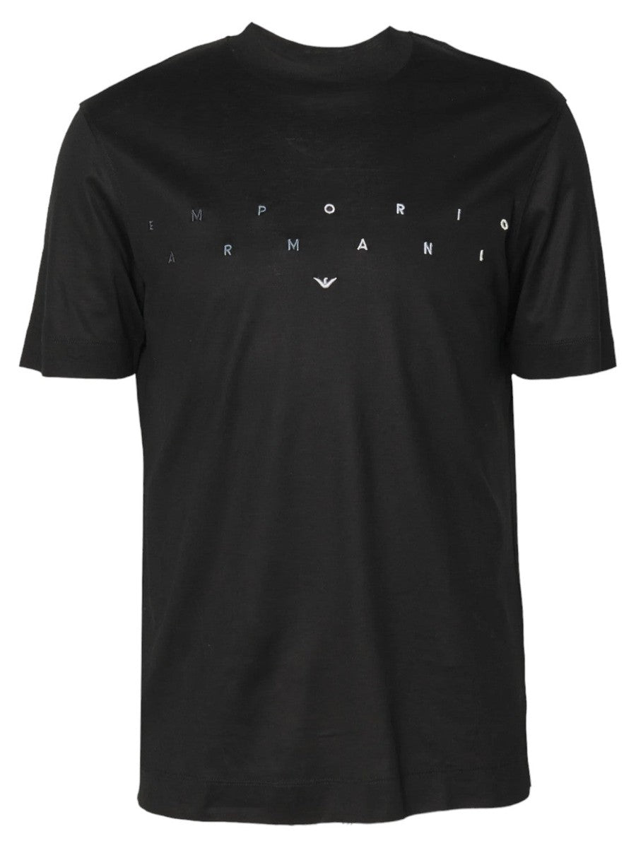 T-shirt in jersey misto lyocell con ricamo logo-Emporio Armani-T-shirt-Vittorio Citro Boutique