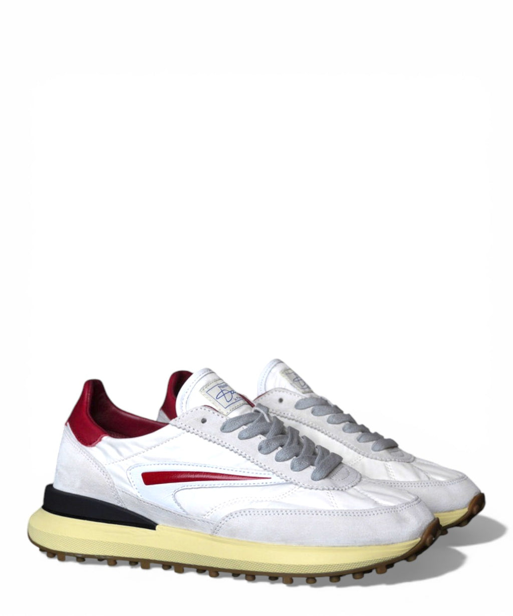 Sneakers D.A.T.E. Athleta Nylon Wit-Bordeaux