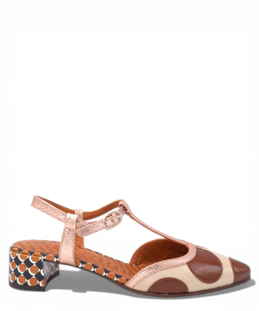 Women's Beige and Brown Low-Heel Sandals