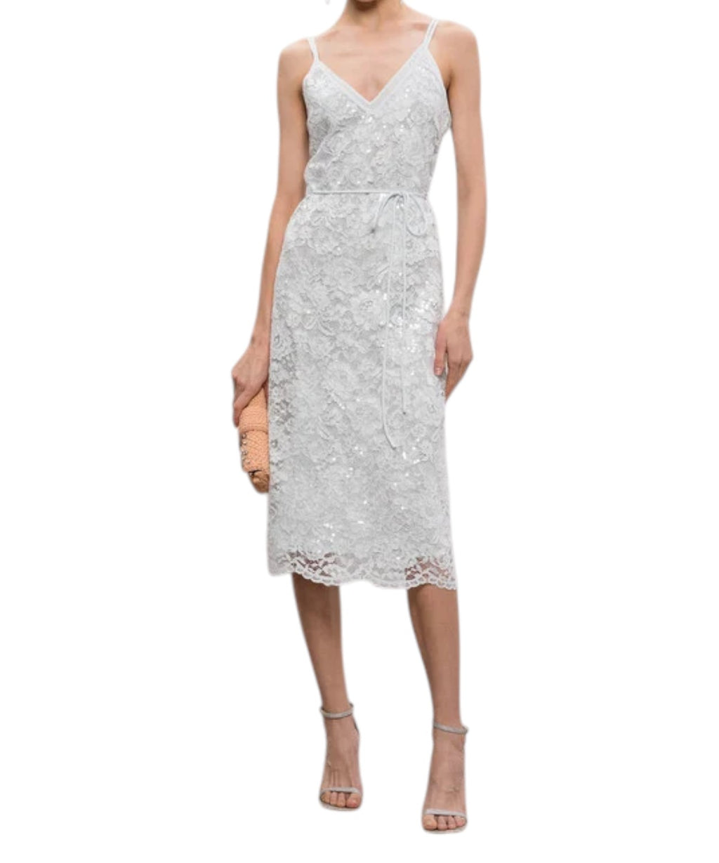 Longuette Dress in Lace and Sequins