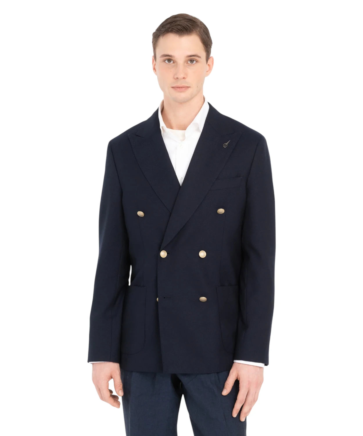 Men's double-breasted jacket in Super 110’s virgin wool