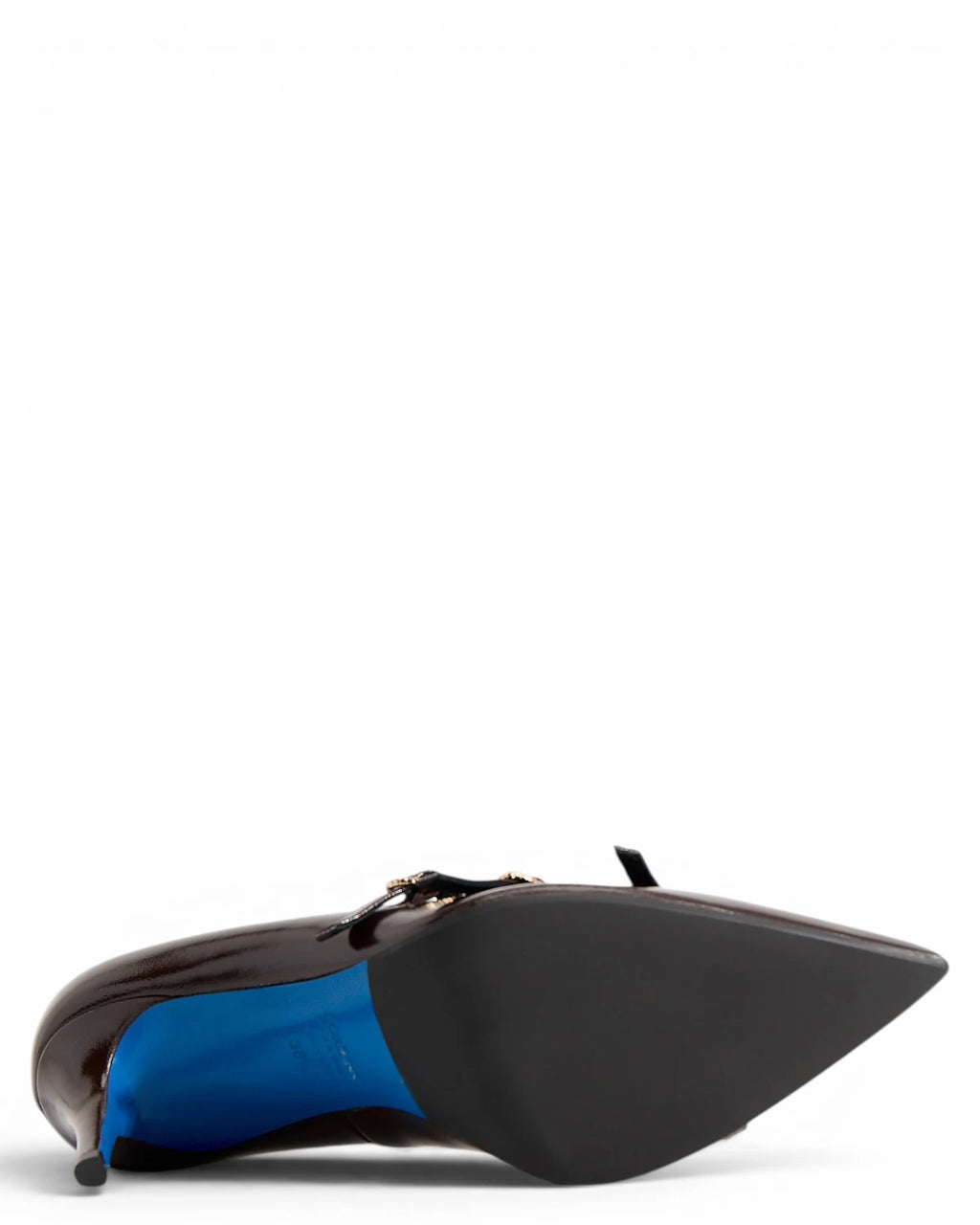 Shiny Brown Leather Decollete Pumps