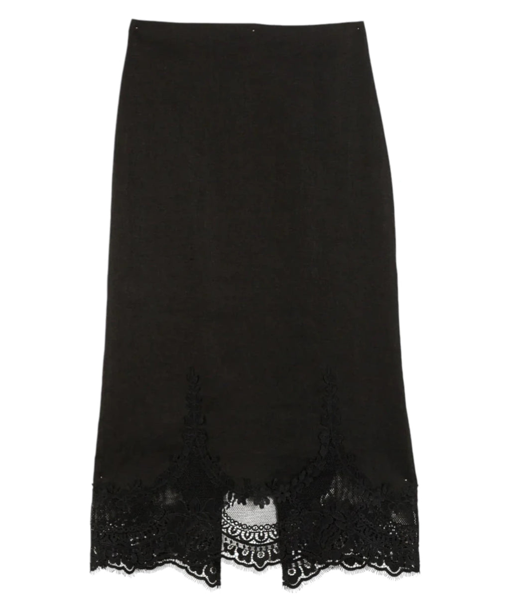 Twinset Linen Skirt with Lace Details