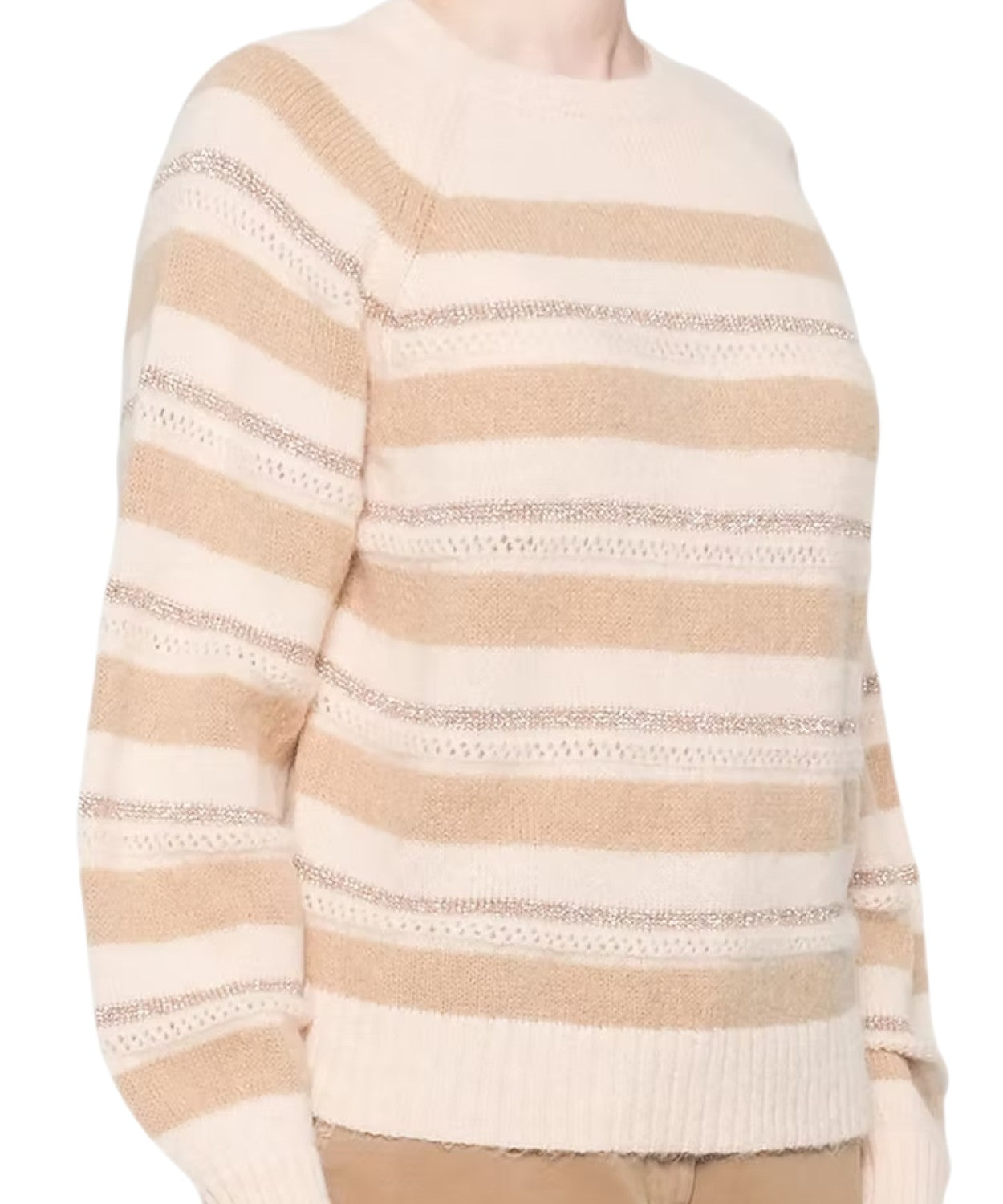 Twinset Pullover in Maglia a Righe con Oval T Lurex