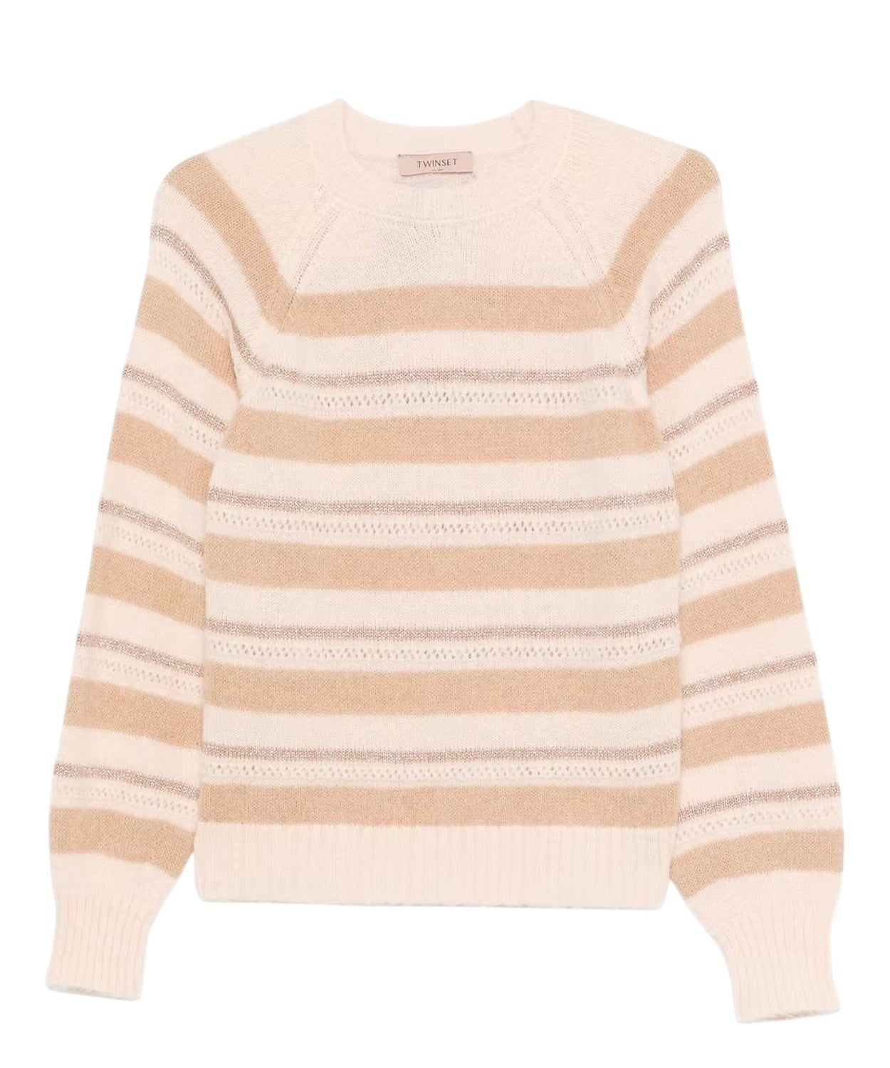 Twinset Pullover in Maglia a Righe con Oval T Lurex