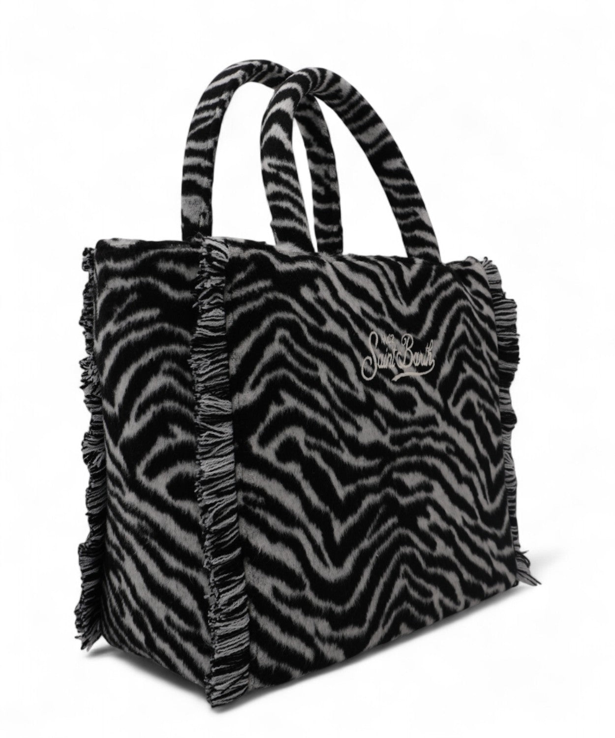 Colette Felt zebrata – borsa a mano in misto lana con tracolla