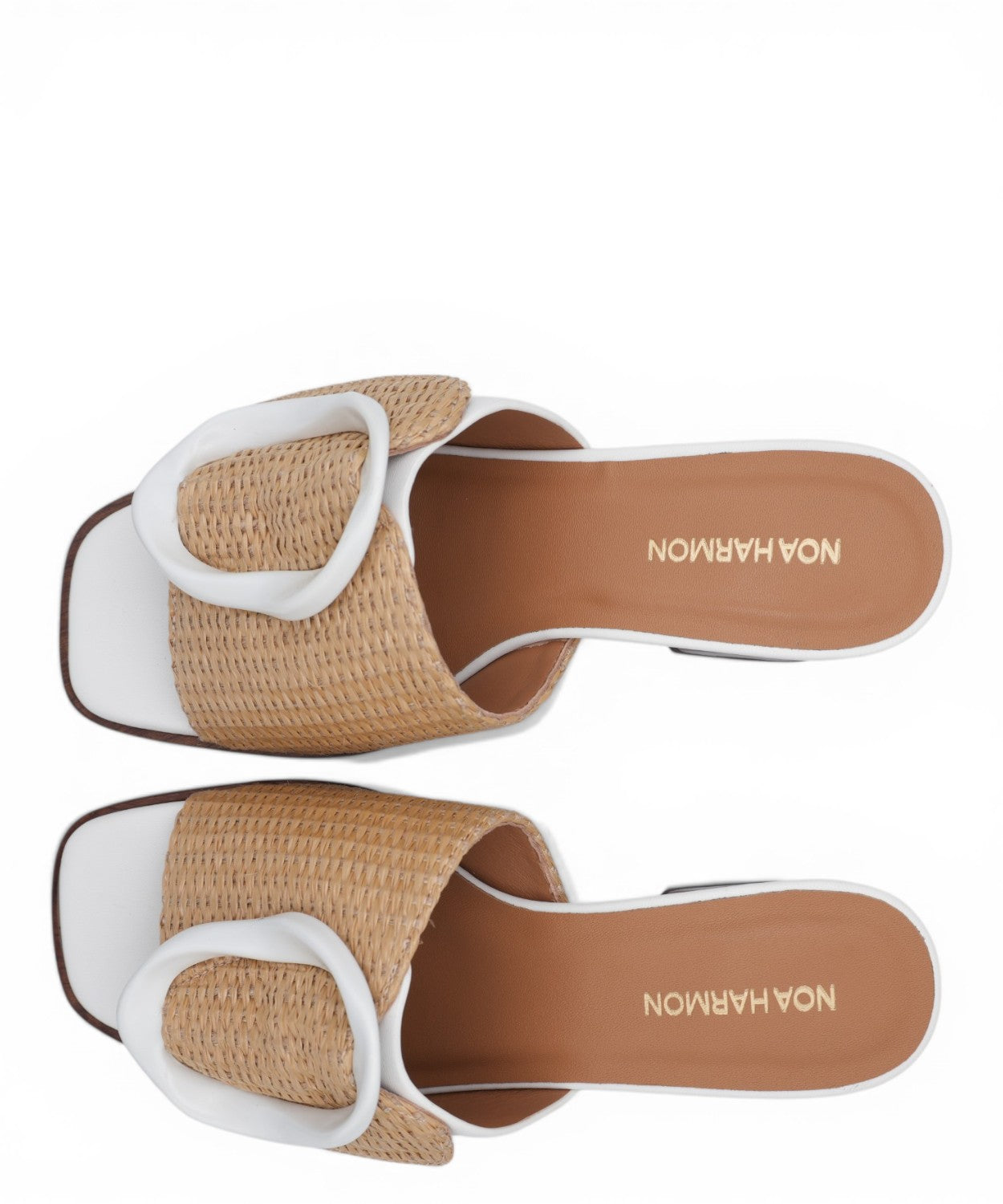 Women's wooden heel mules by Noa Harmon with braided buckle