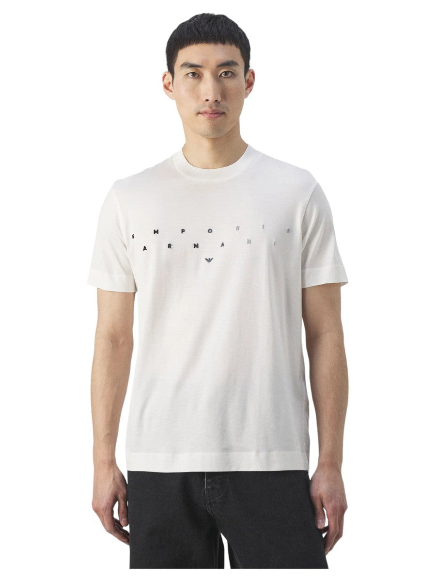 T-shirt in jersey misto lyocell con ricamo logo-Emporio Armani-T-shirt-Vittorio Citro Boutique