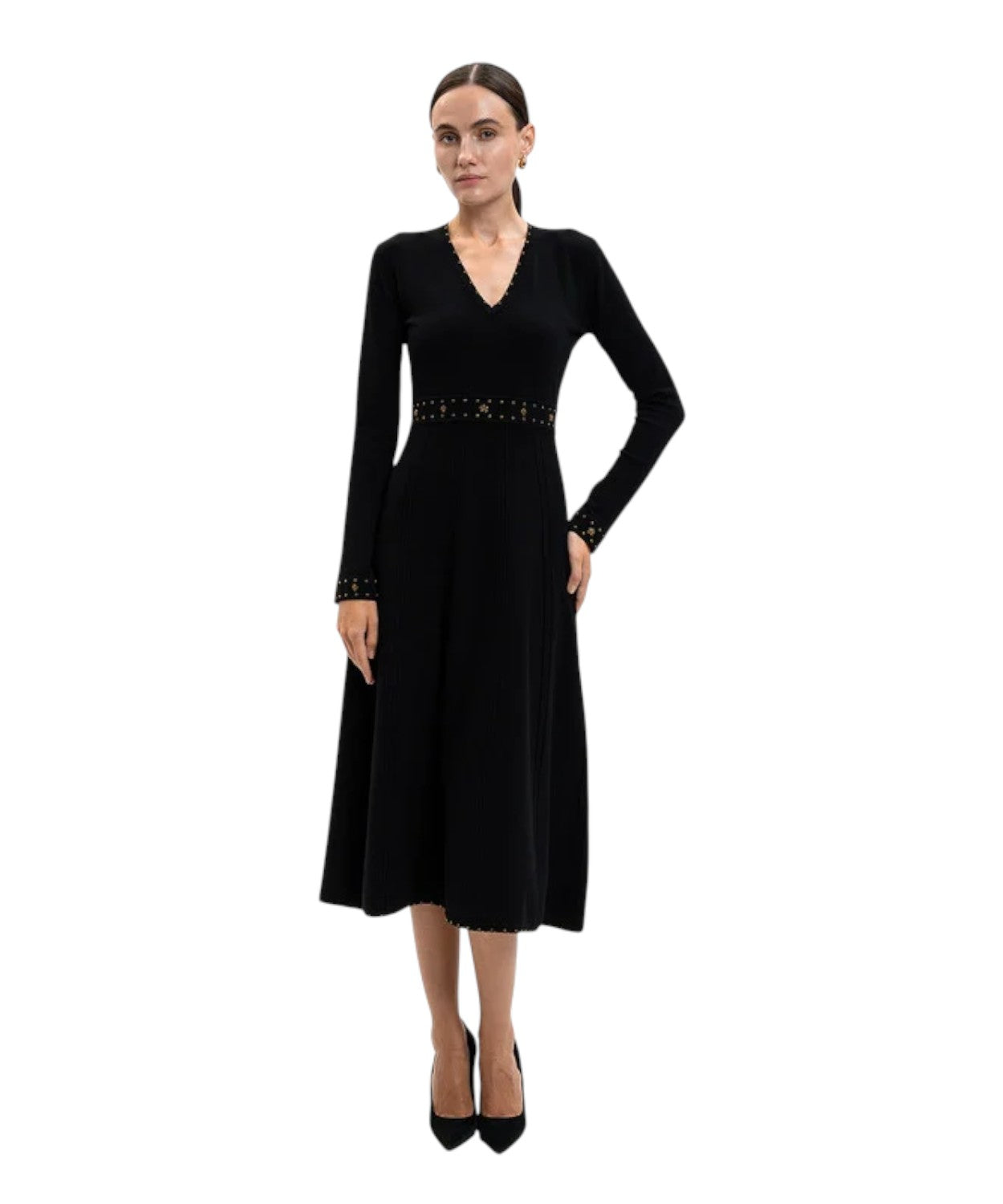 Abito Midi Nero in Maglia Twinset