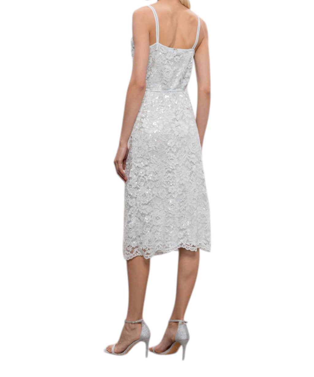 Longuette Dress in Lace and Sequins