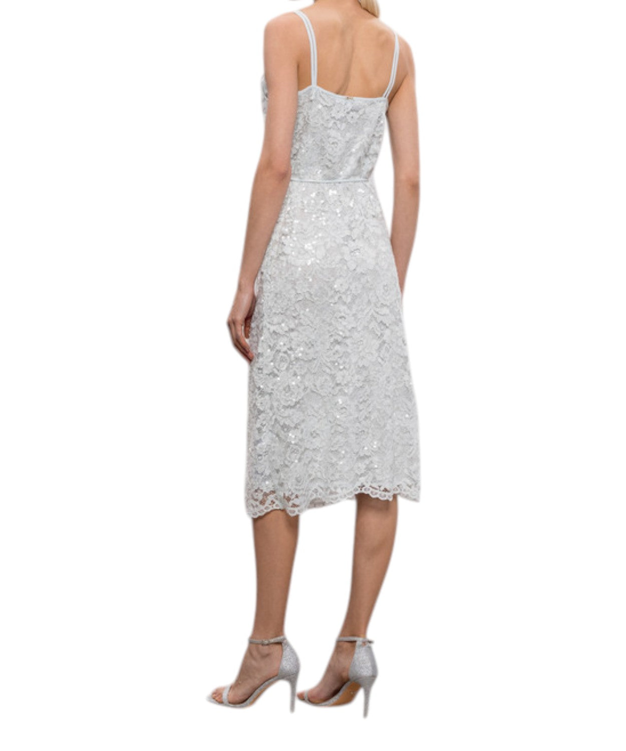 Longuette Dress in Lace and Sequins