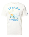 T-shirt bianca con stampa Spiaggina in cotone-Mc2 Saint Barth-T-shirt-Vittorio Citro Boutique