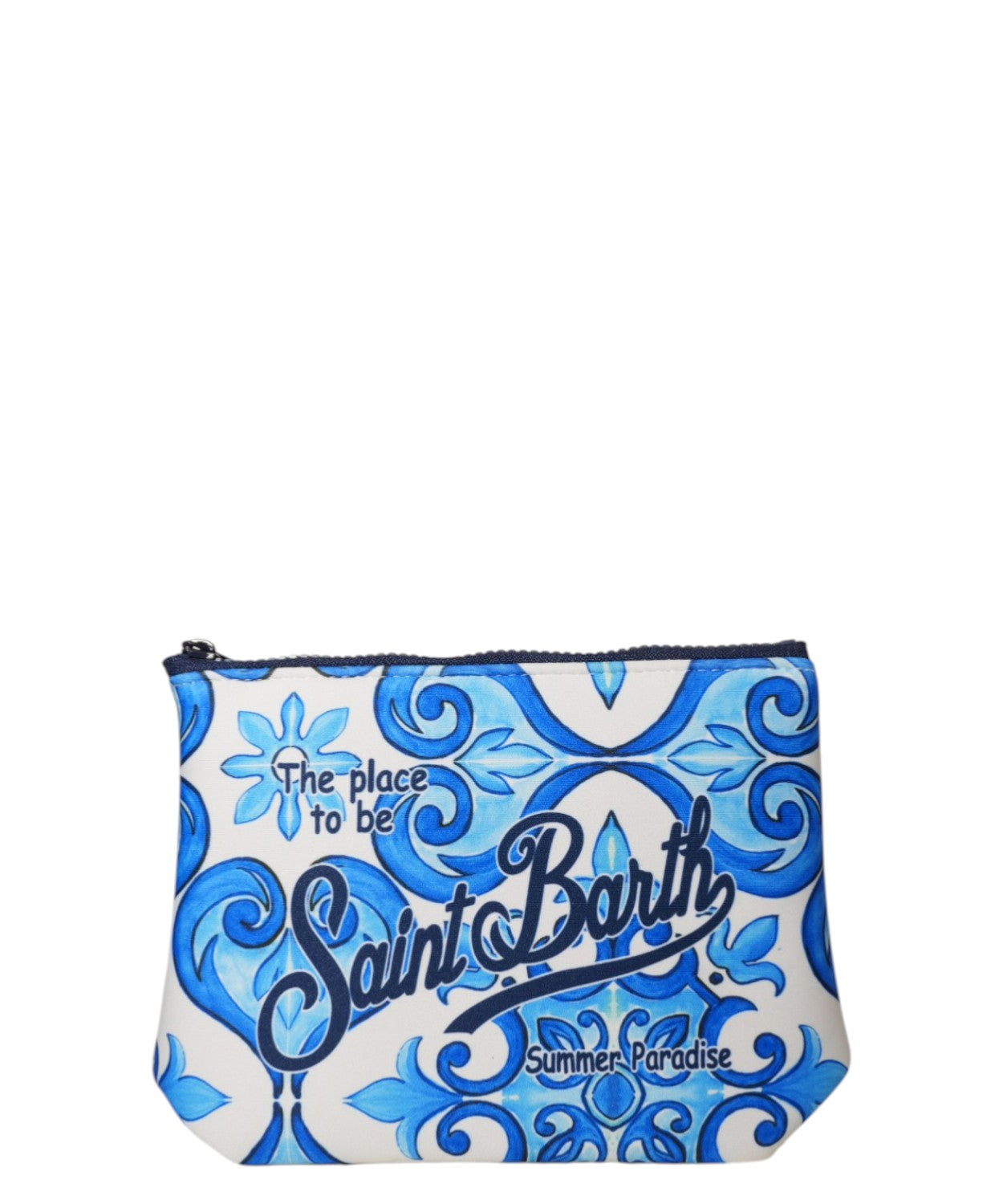Aline MC2 Saint Barth clutch bag with logo and print