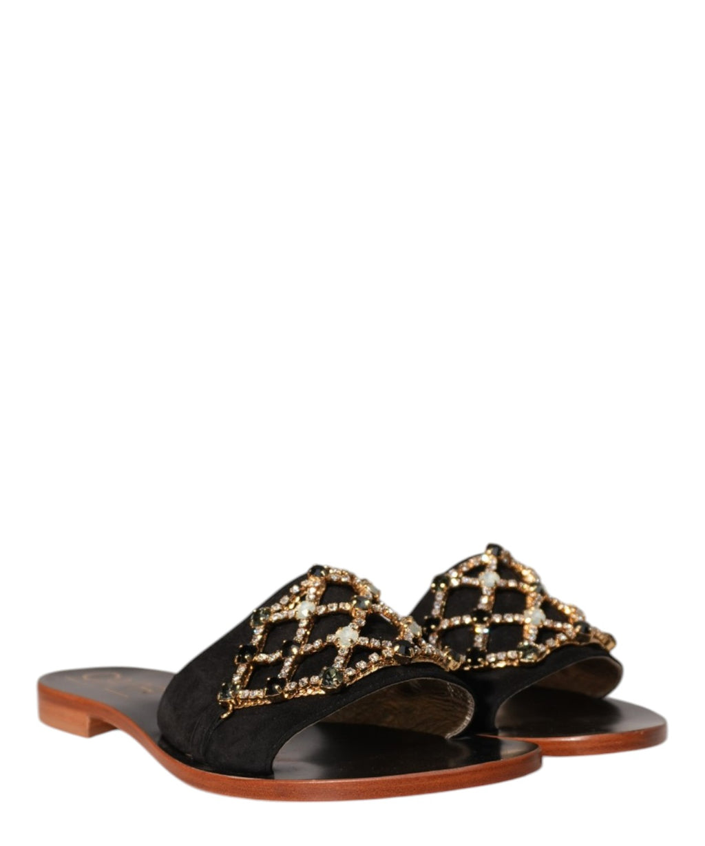 Vittorio Citro Capri Suede Leather Slipper with Jewel Application