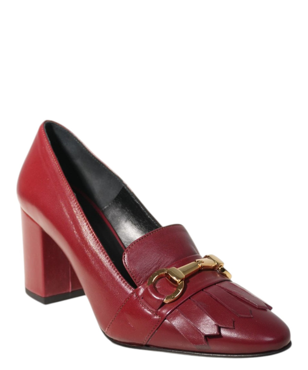 Czółenka damskie z nappa w kolorze rubinowym - Franco Russo