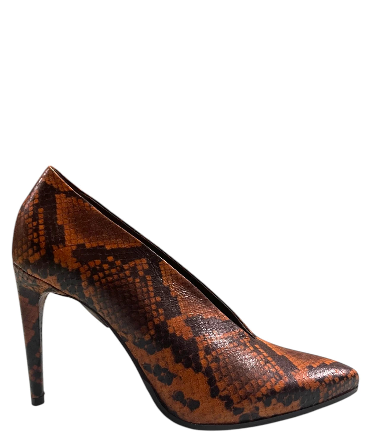 Décolleté in Pelle Pitonata Diamante papaia