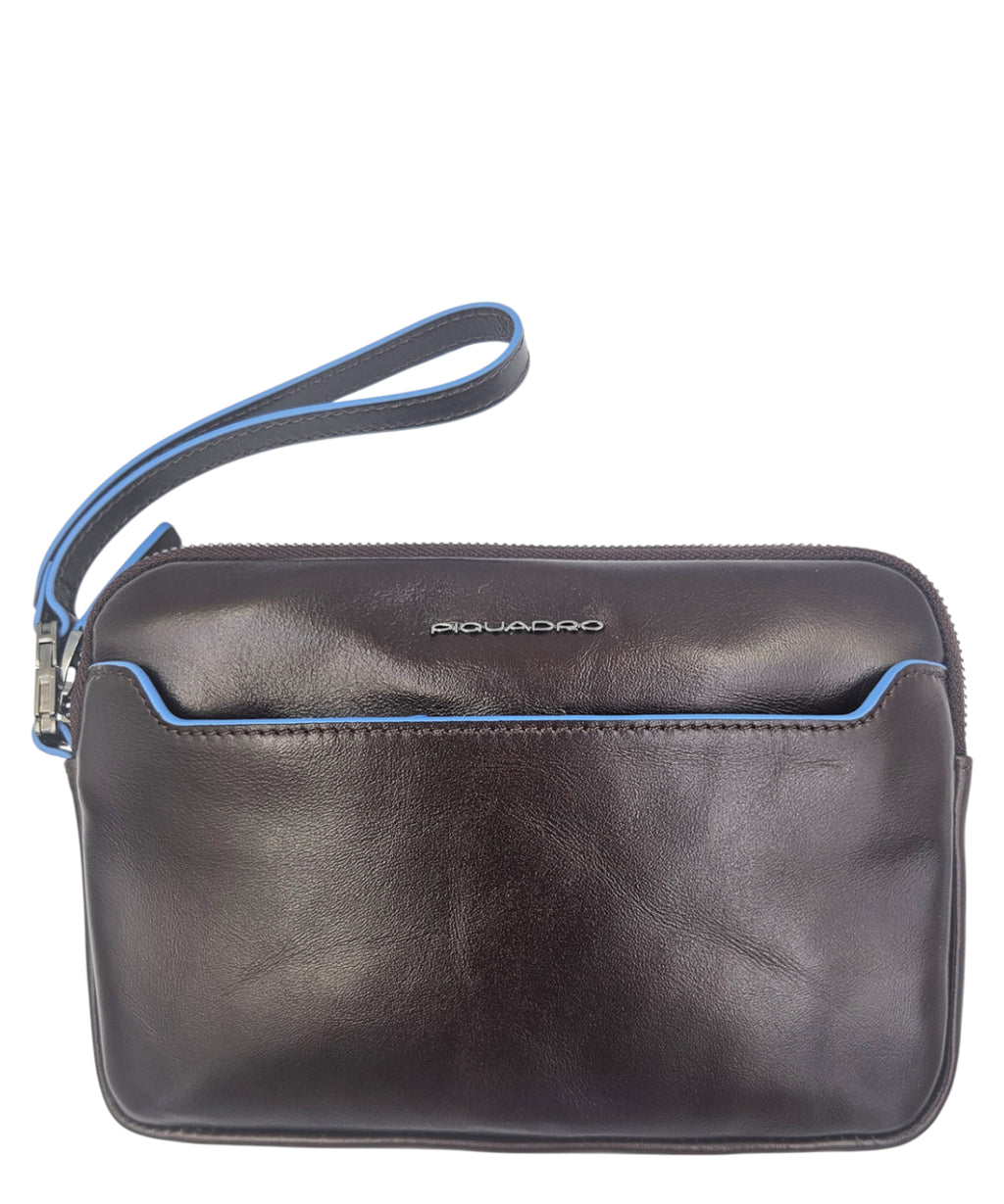 Piquadro Blue Square Leather Pouch