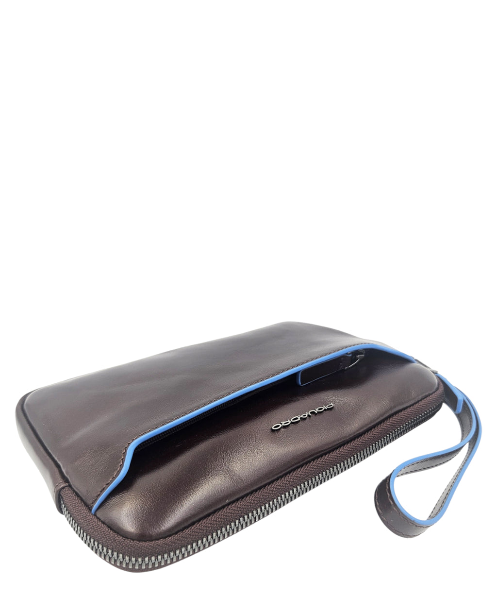 Piquadro Blue Square Leather Pouch