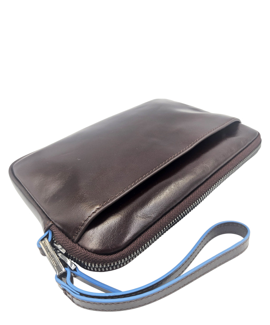 Piquadro Blue Square Leather Pouch
