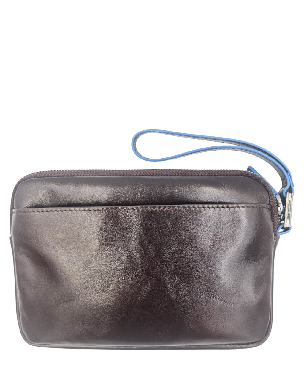 Piquadro Blue Square Leather Pouch