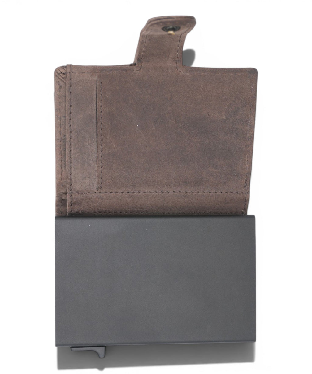 Portafoglio Uomo in Vera Pelle con RFID, Portamonete Zip e Porta Carte Slide