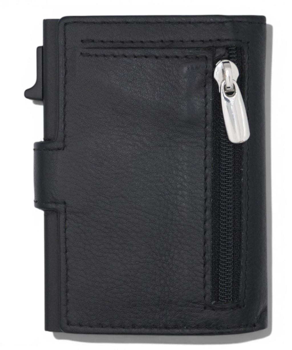 Cartera Hombre Piel RFID Compacta con Cremallera y Deslizador